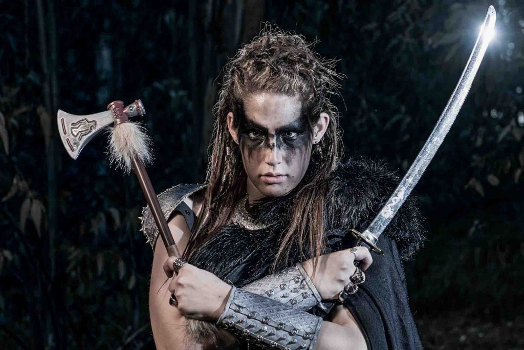 Viking with weapons of war